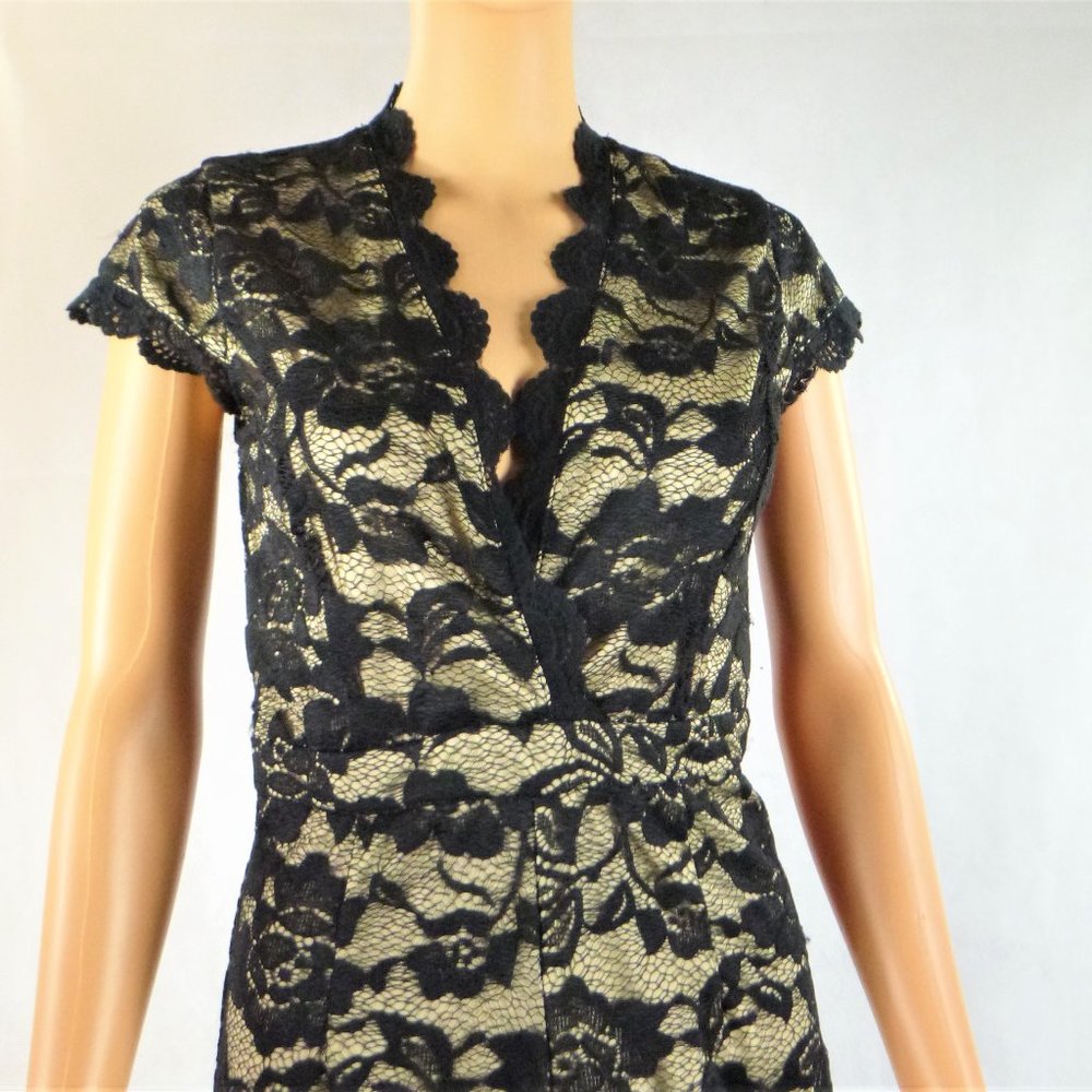 Shinestar Jumpsuit, Black Nude Lace Jumpsuit Plung